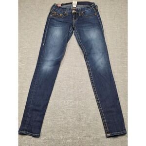 True Religion Casey Skinny Jeans Womens‎ 25 Dark Wash Low Rise Made in USA Denim